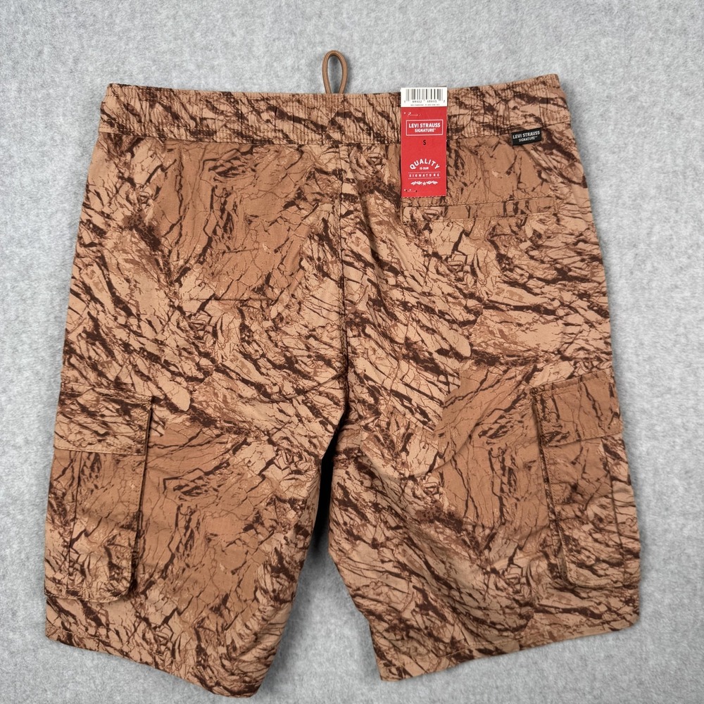 Levi Strauss Signature Cargo Shorts Mens Small Brown Camo Print 9in Inseam NEW - Picture 2 of 9